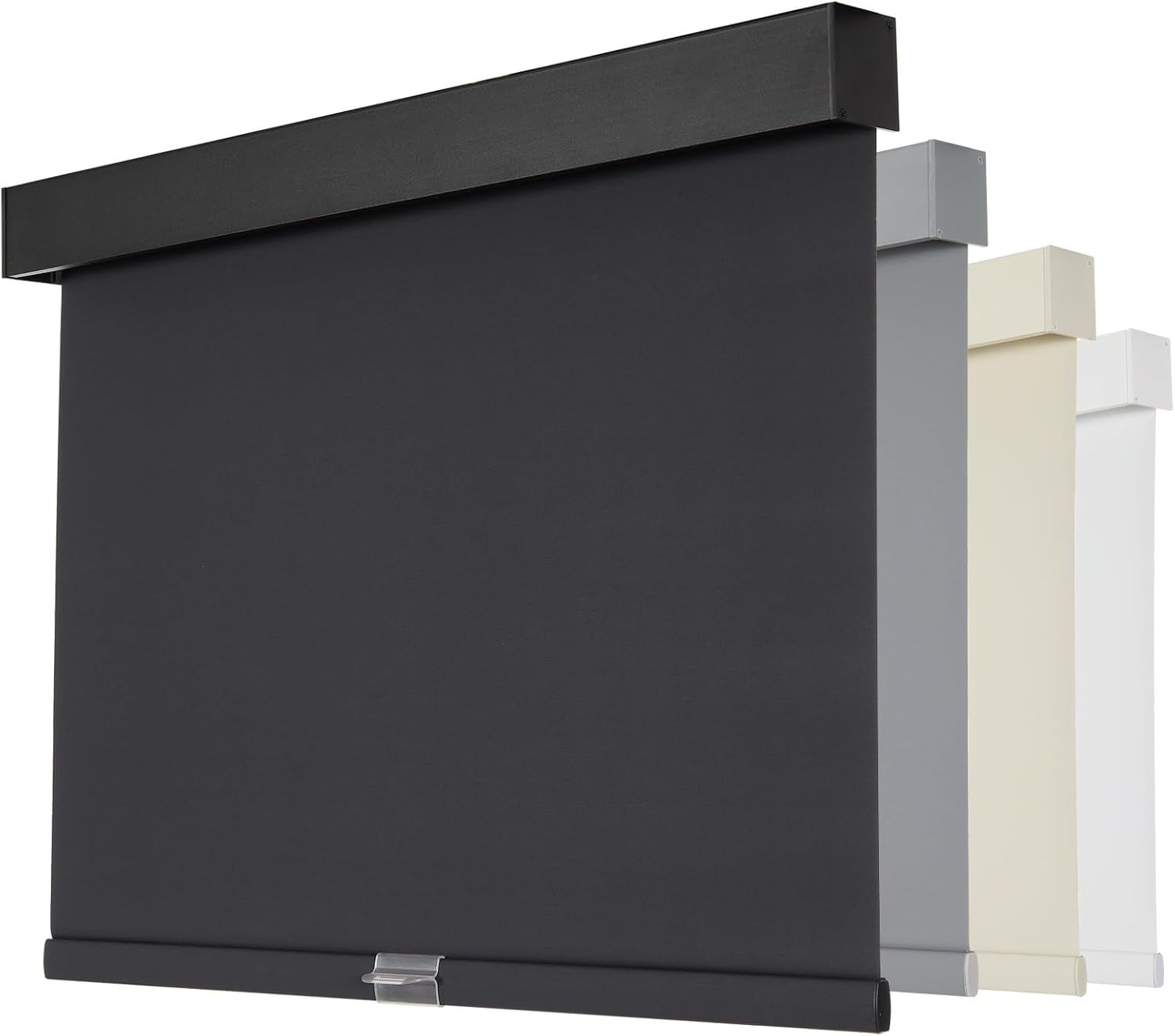 Persilux Cordless Blackout Roller Shades for Windows, Free-Stop With Valance, Thermal Insulated Fabric Blinds, UV Protection for Home and Bedroom (Black, 15" W x 64" H)