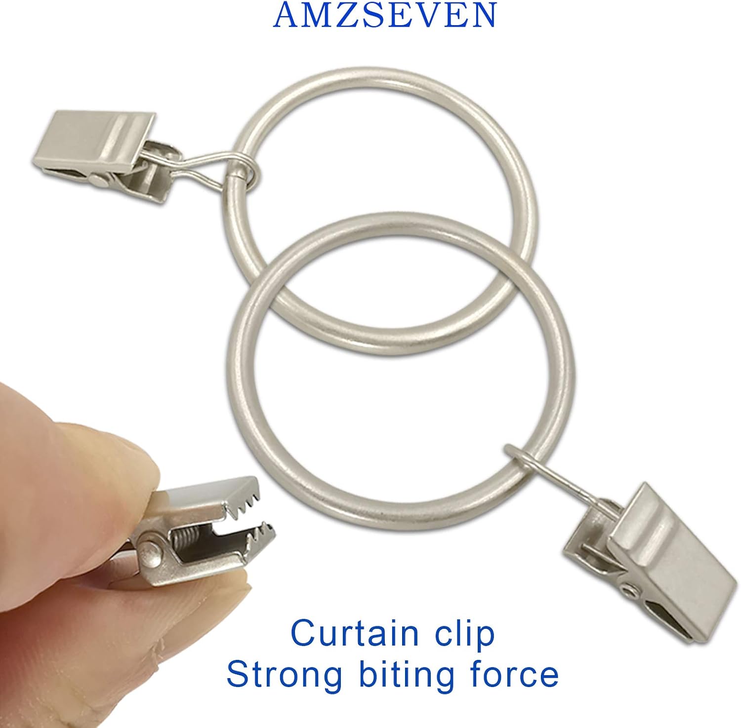 100 Pack Metal Curtain Rings with Clips, Drapery Clips Hooks, Decorative Curtain Rod Clips 1.5 in Interior Diameter, Matte Silver