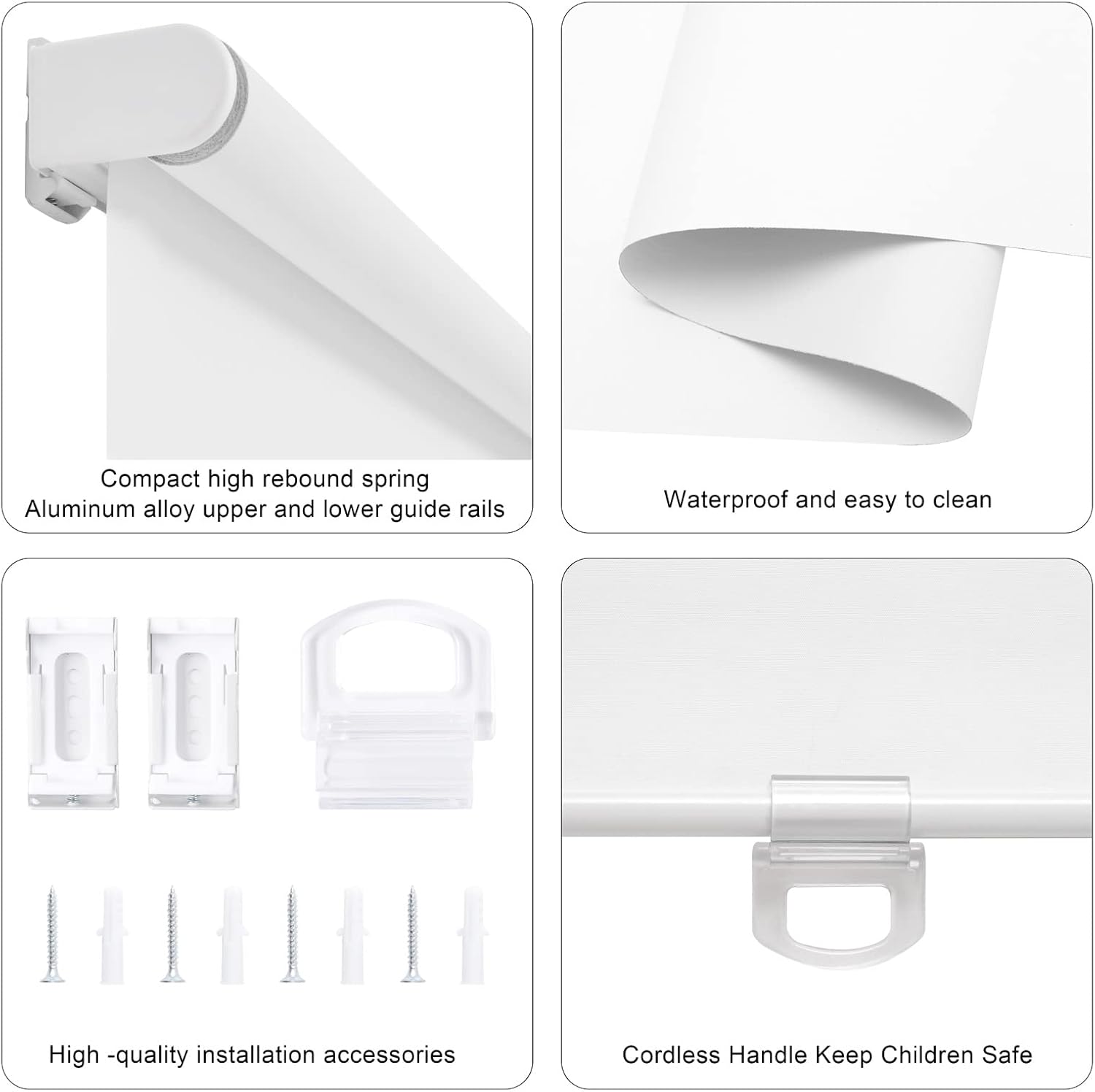 Blackout Roller Shades Blinds Cordless for Windows Pull Down Room Darkening Door Blinds with Thermal Insulated Easy to Install for Living Room,Bedroom,Home,Office Bathroom White 34" W x 72" H