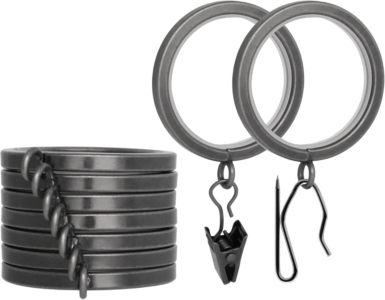 BlastHome® Luxury Curtain Rings - Premium Metal with Quiet, Smooth Nylon Inserts - Pinhooks and Clips Included - 1 1/2" Inside Diameter - 9 Rings for One Standard Curtain - Brushed Gold