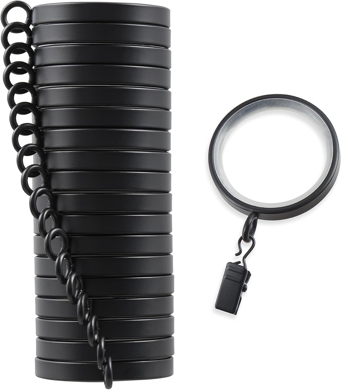 MODE Cambria Designer Series - Premium Easy Glide 18 Count Curtain Rings - Metal with Smooth, Quiet Nylon Inserts with Clips - 2 inch Diameter (1-5/8 inch Inside Diameter) - Brushed Gold