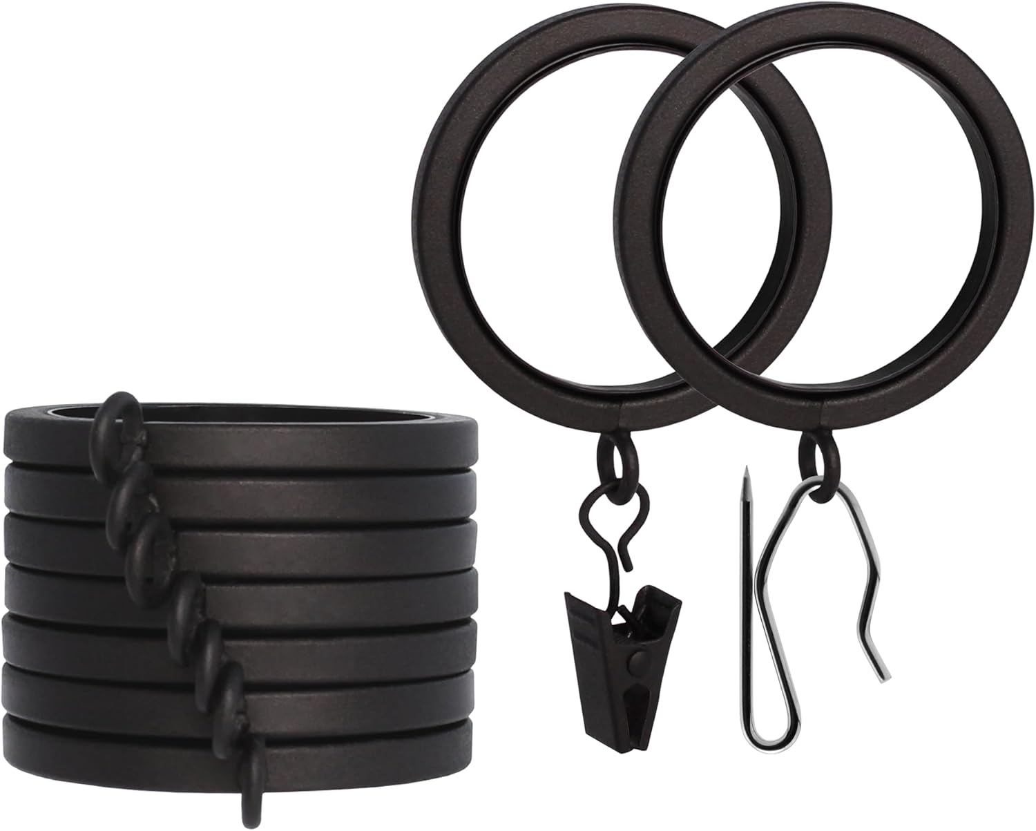 BlastHome® Luxury Curtain Rings - Premium Metal with Quiet, Smooth Nylon Inserts - Pinhooks and Clips Included - 1 1/2" Inside Diameter - 9 Rings for One Standard Curtain - Brushed Gold