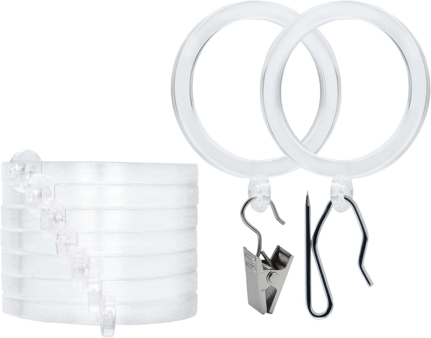 BlastHome® Luxury Curtain Rings - Premium Metal with Quiet, Smooth Nylon Inserts - Pinhooks and Clips Included - 1 1/2" Inside Diameter - 9 Rings for One Standard Curtain - Brushed Gold