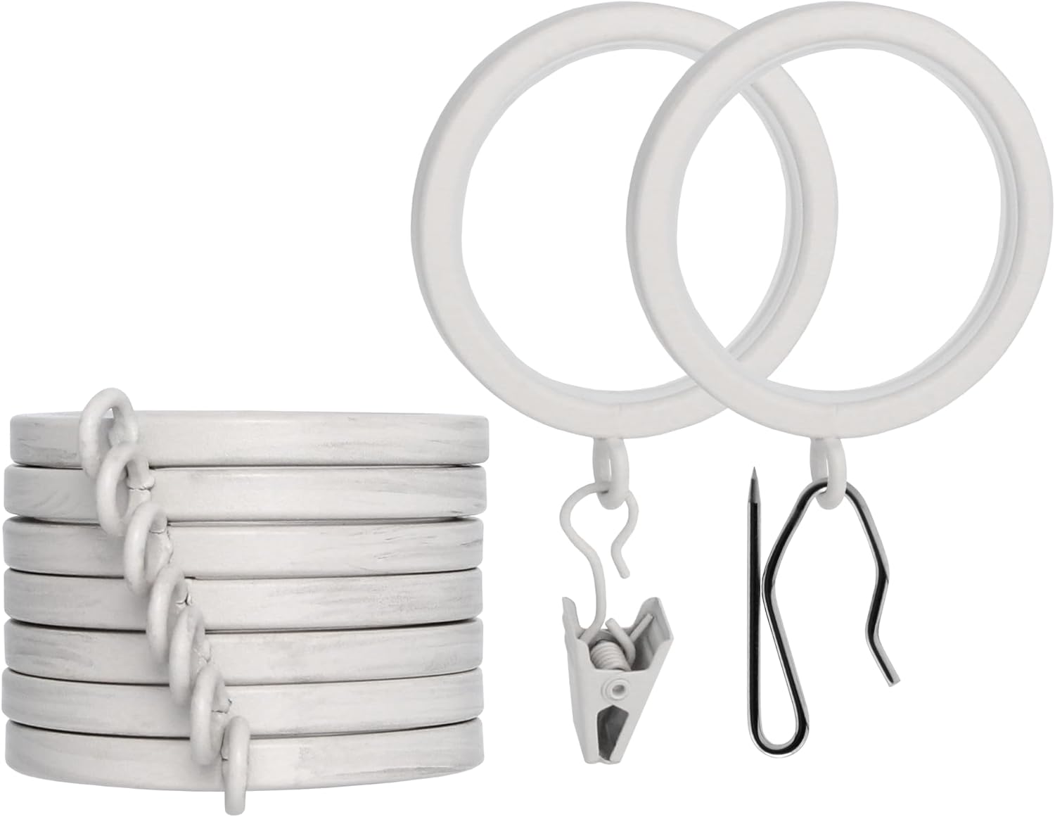 BlastHome® Luxury Curtain Rings - Premium Metal with Quiet, Smooth Nylon Inserts - Pinhooks and Clips Included - 1 1/2" Inside Diameter - 9 Rings for One Standard Curtain - Brushed Gold