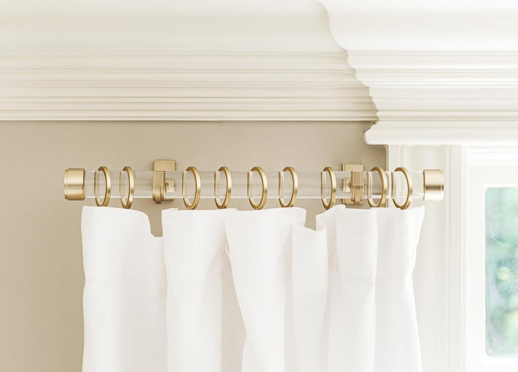 BlastHome® Luxury Curtain Rings - Premium Metal with Quiet, Smooth Nylon Inserts - Pinhooks and Clips Included - 1 1/2" Inside Diameter - 9 Rings for One Standard Curtain - Brushed Gold