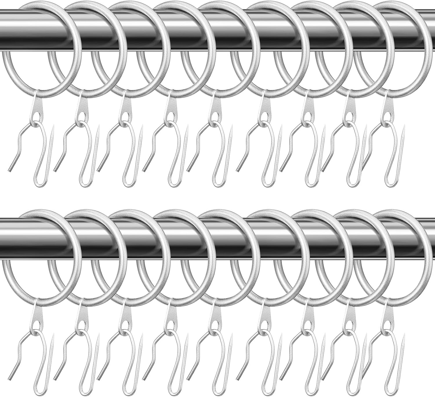 Hotop 60 Pieces 1.26 Inch Metal Drapery Curtain Rings Curtain Hanging Rings and 60 Pieces Metal Drapery Pin Hooks for Drapes Window Door Shower (Gold)