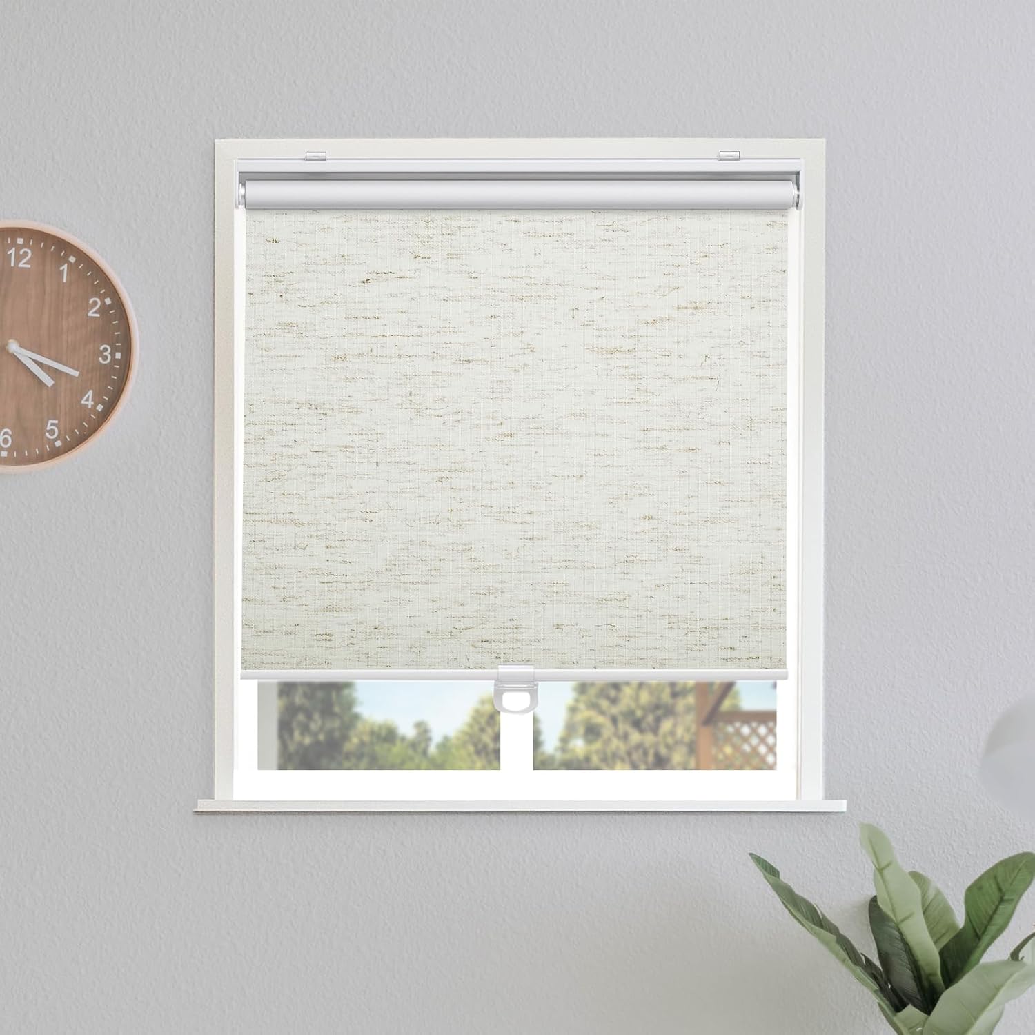Blackout Roller Shades Blinds Cordless for Windows Pull Down Room Darkening Door Blinds with Thermal Insulated Easy to Install for Living Room,Bedroom,Home,Office Bathroom White 34" W x 72" H