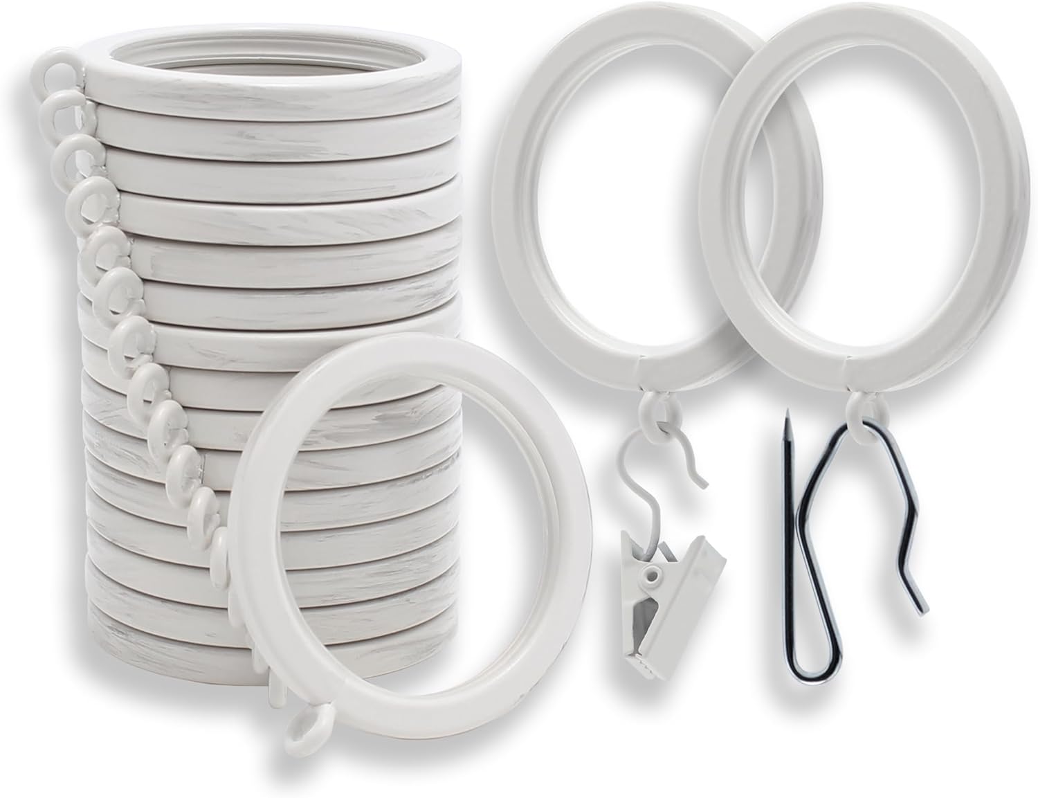 BlastHome® Luxury Curtain Rings - Premium Metal with Quiet, Smooth Nylon Inserts - Pinhooks and Clips Included - 1 1/2" Inside Diameter - 9 Rings for One Standard Curtain - Brushed Gold