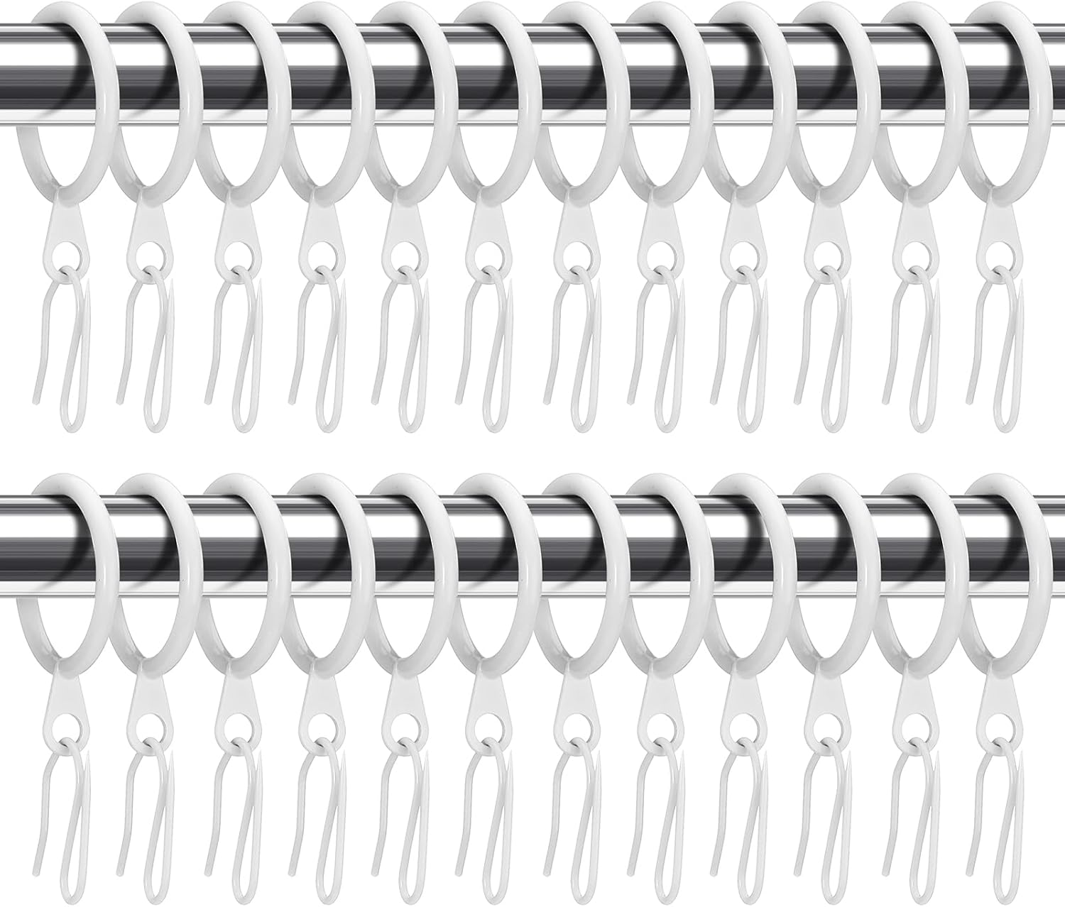 Hotop 60 Pieces 1.26 Inch Metal Drapery Curtain Rings Curtain Hanging Rings and 60 Pieces Metal Drapery Pin Hooks for Drapes Window Door Shower (Gold)