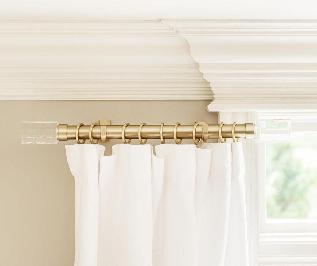 BlastHome® Luxury Curtain Rings - Premium Metal with Quiet, Smooth Nylon Inserts - Pinhooks and Clips Included - 1 1/2" Inside Diameter - 9 Rings for One Standard Curtain - Brushed Gold