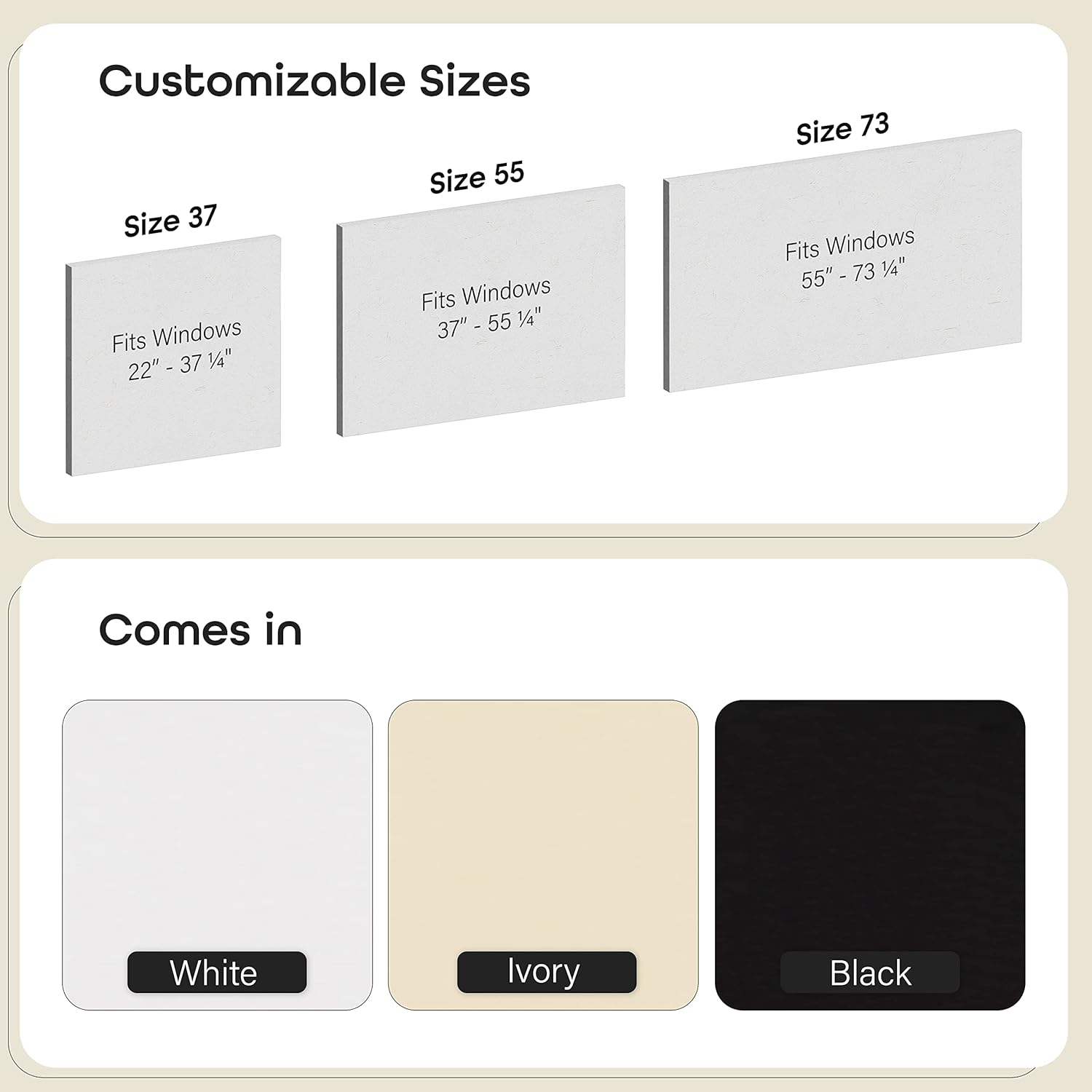 Cordless Tear Down Room Darkening Shade - 37 Inch Width, 72 Inch Length - Ivory - Cord-Free Customizable Light Filtering Horizontal Mini Vinyl Windows Blinds for Interior by Achim Home Decor