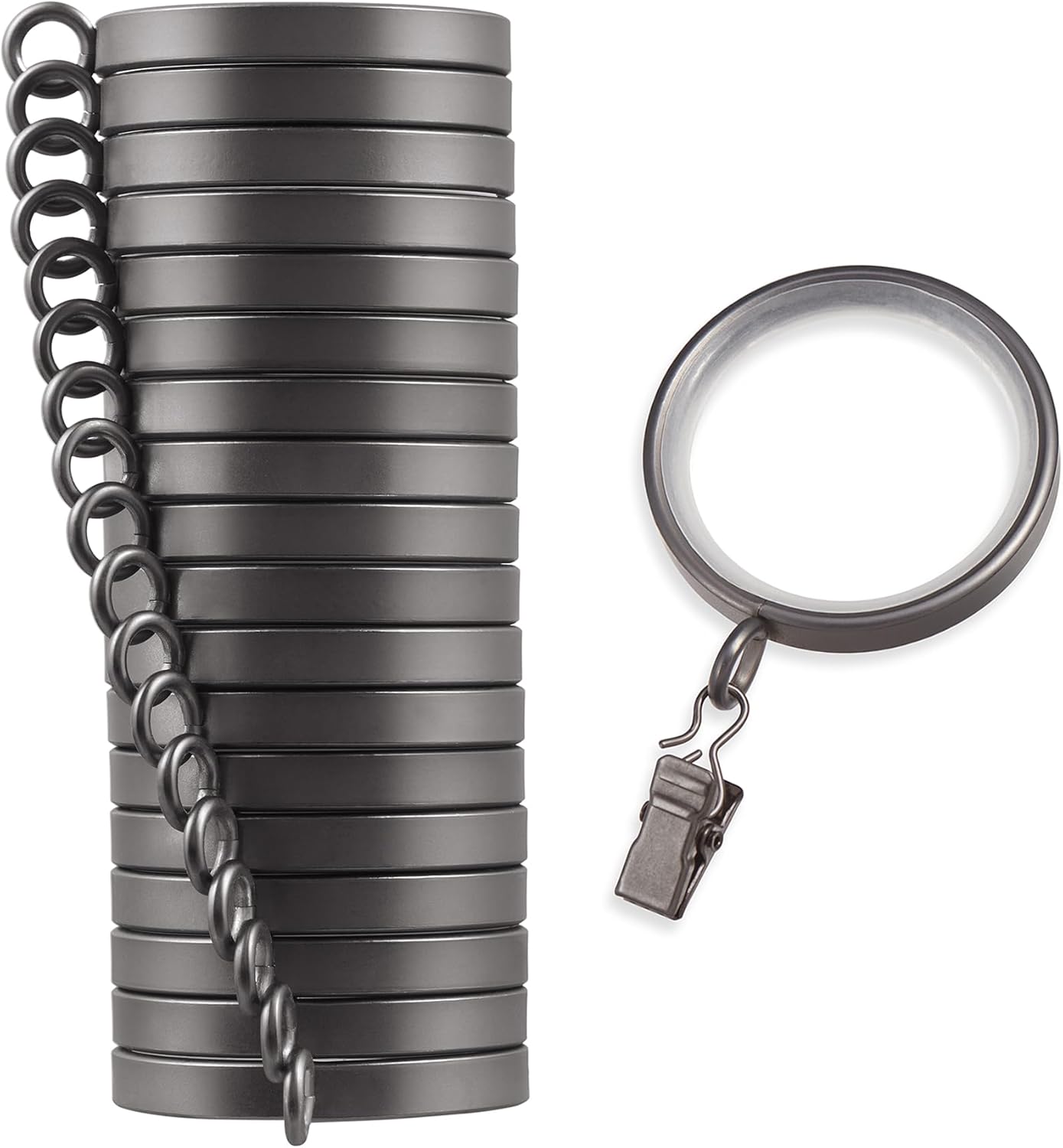 MODE Cambria Designer Series - Premium Easy Glide 18 Count Curtain Rings - Metal with Smooth, Quiet Nylon Inserts with Clips - 2 inch Diameter (1-5/8 inch Inside Diameter) - Brushed Gold