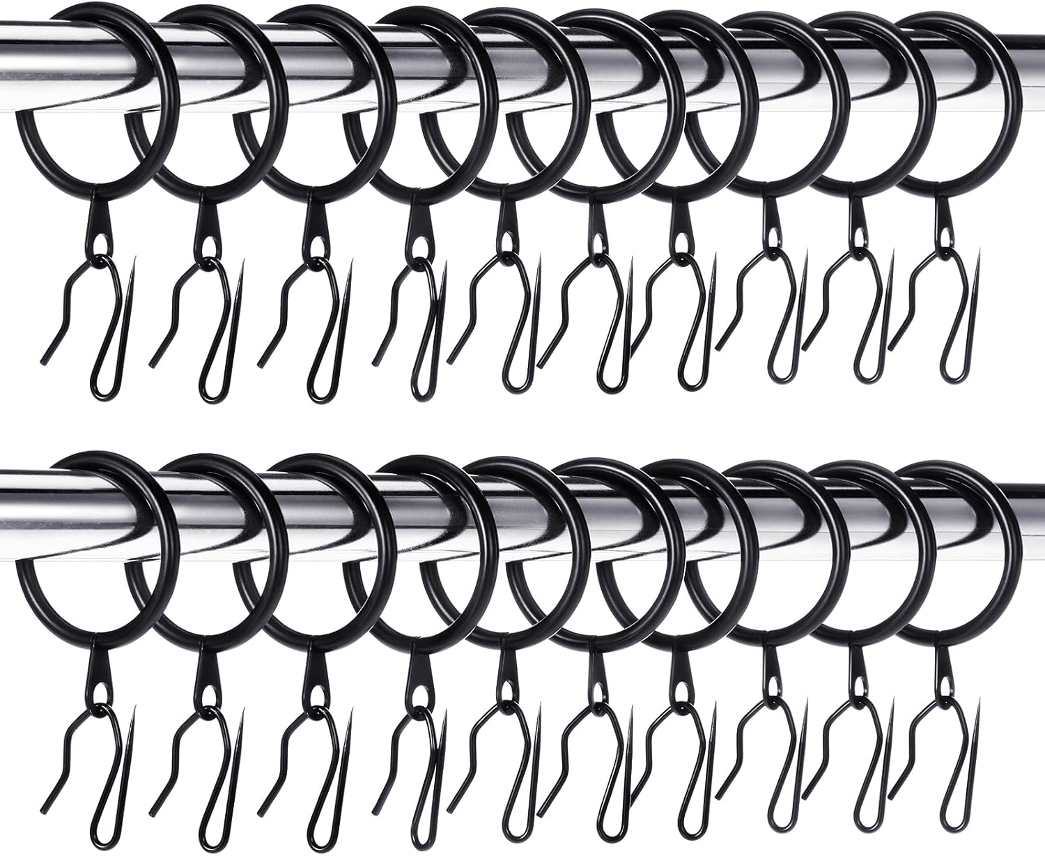 Hotop 60 Pieces 1.26 Inch Metal Drapery Curtain Rings Curtain Hanging Rings and 60 Pieces Metal Drapery Pin Hooks for Drapes Window Door Shower (Gold)
