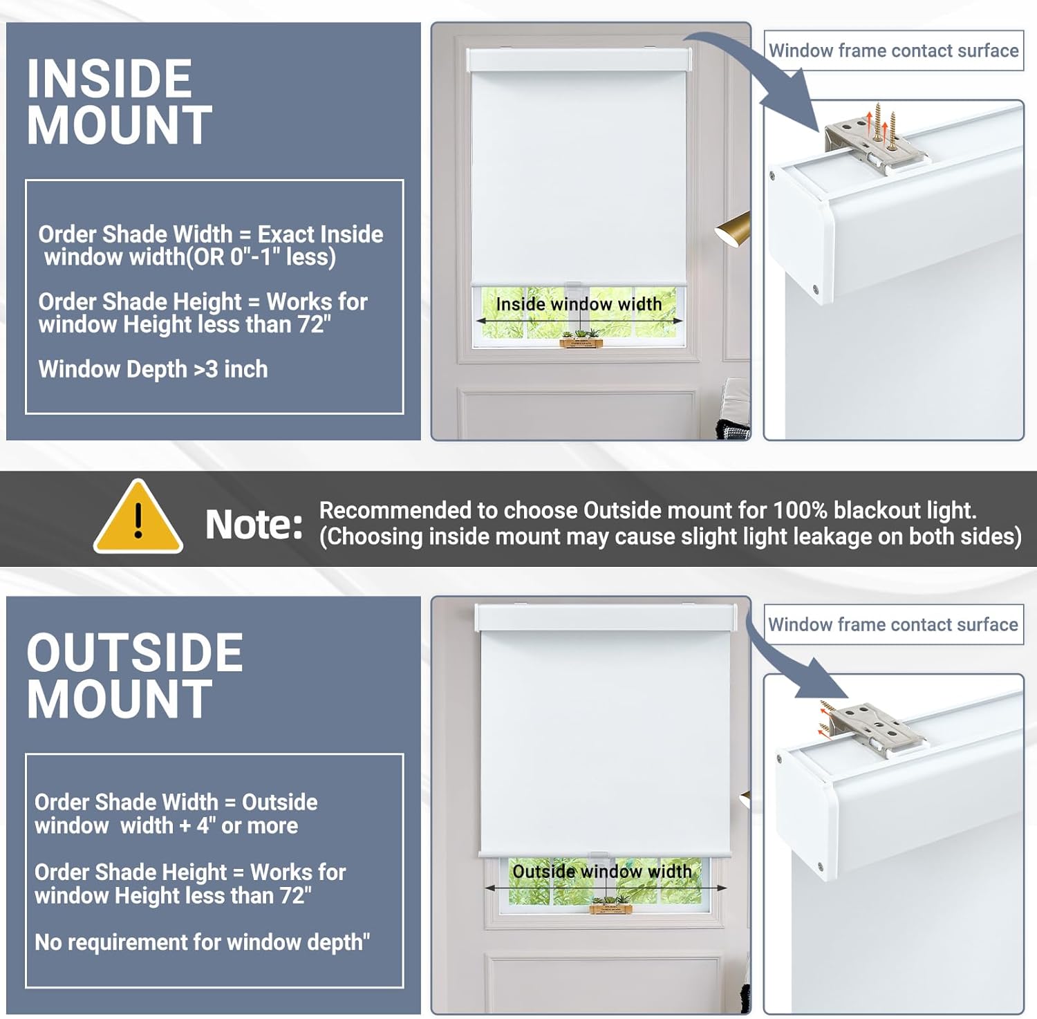 SHADEMOON Blackout Cordless Roller Shades for Windows,Free-Stop System Blind with Valance,Pull Down Room Darkening Indoor Shades,Thermal Insulated UV Blocking Fabric,Home Office(White,12" W x 72" H)