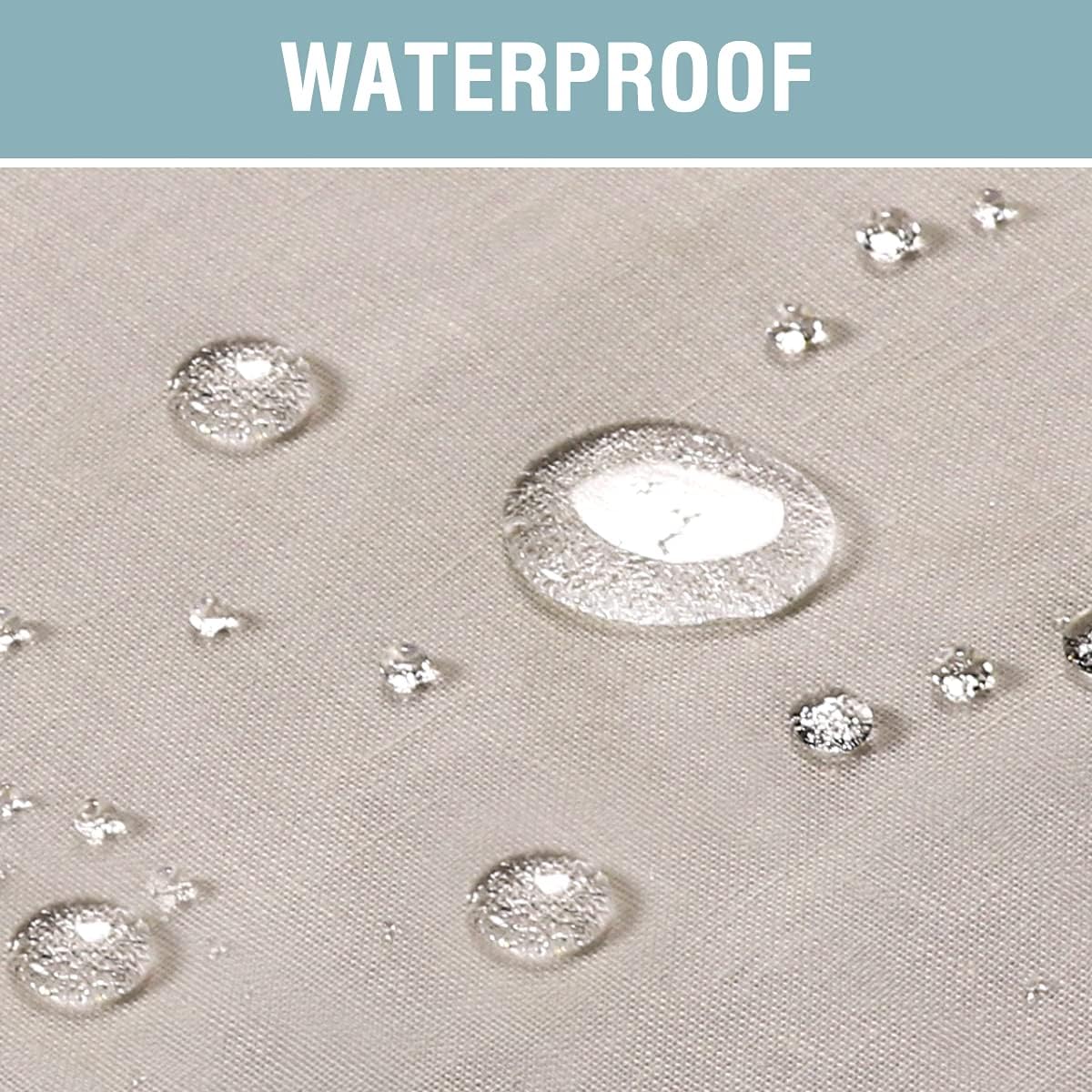 H.VERSAILTEX Outdoor Linen Sheer Curtains for Patio Waterproof - Outdoor Divider Privacy Added Light Filtering Porch Decor with Detachable Self-Stick Tab Top for Gazebo, Natural, 2 Pieces, W52 x L108