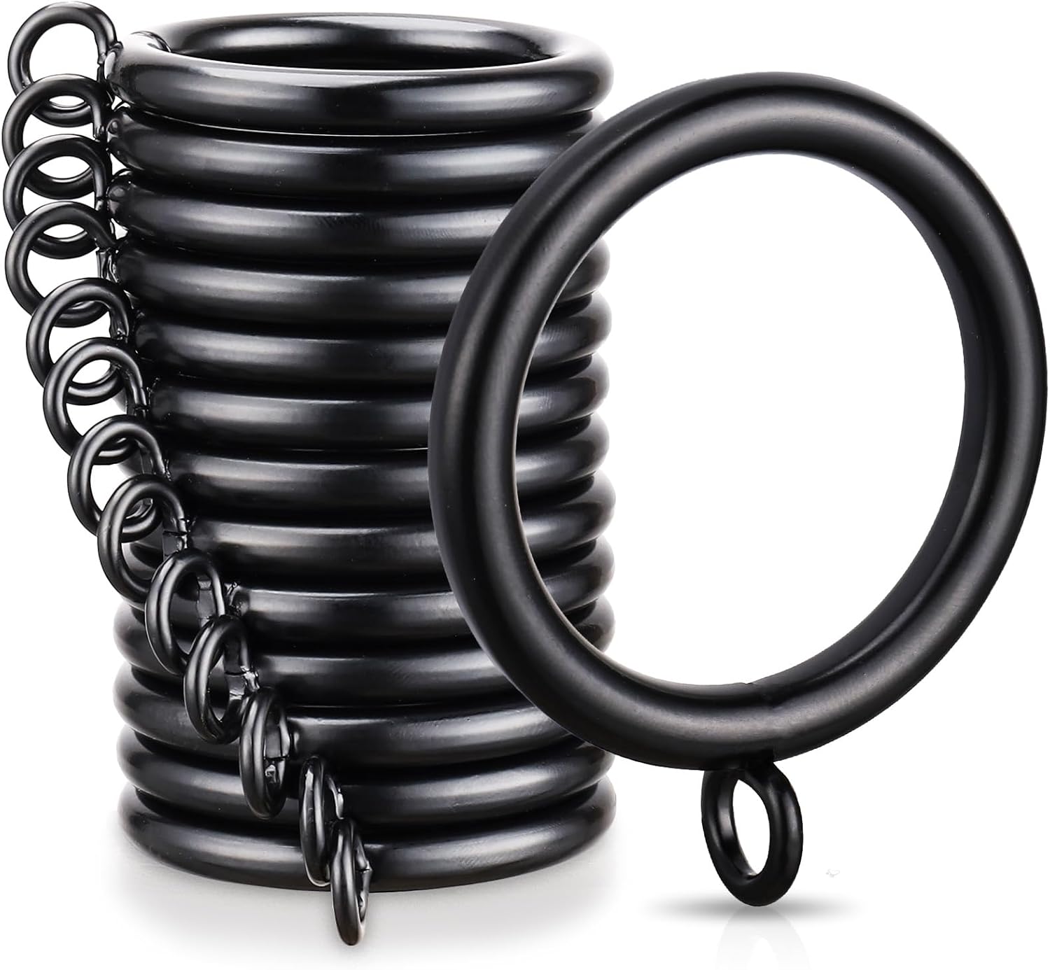 40 PCS Curtain Rings, 1.5 Inch Thickened Curtain Rings Metal Drapery Ring for Curtain Rods Black
