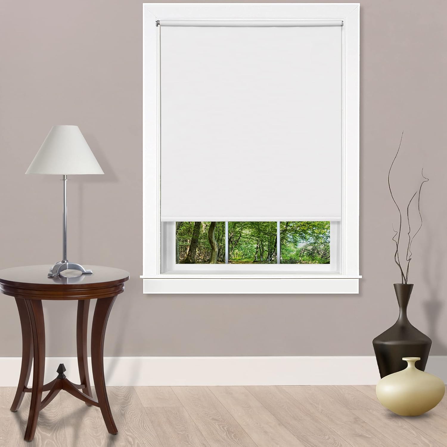Cordless Tear Down Room Darkening Shade - 37 Inch Width, 72 Inch Length - Ivory - Cord-Free Customizable Light Filtering Horizontal Mini Vinyl Windows Blinds for Interior by Achim Home Decor