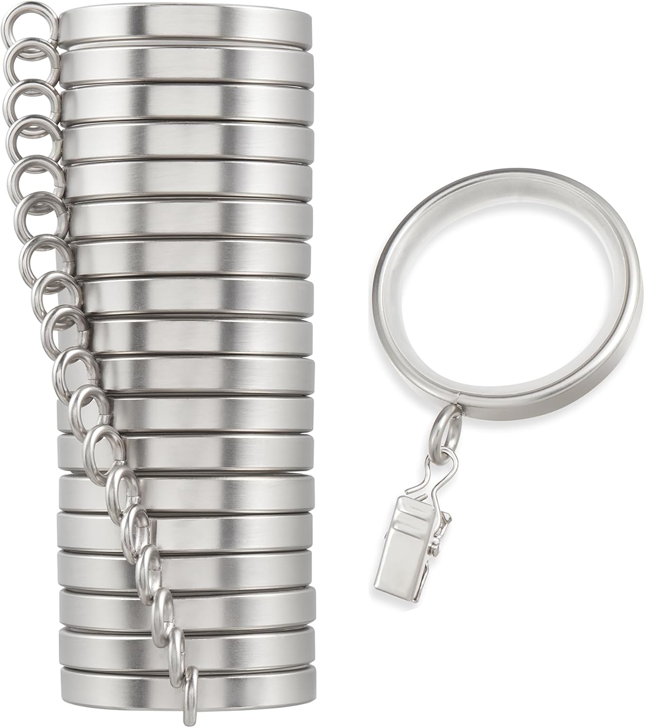 MODE Cambria Designer Series - Premium Easy Glide 18 Count Curtain Rings - Metal with Smooth, Quiet Nylon Inserts with Clips - 2 inch Diameter (1-5/8 inch Inside Diameter) - Brushed Gold