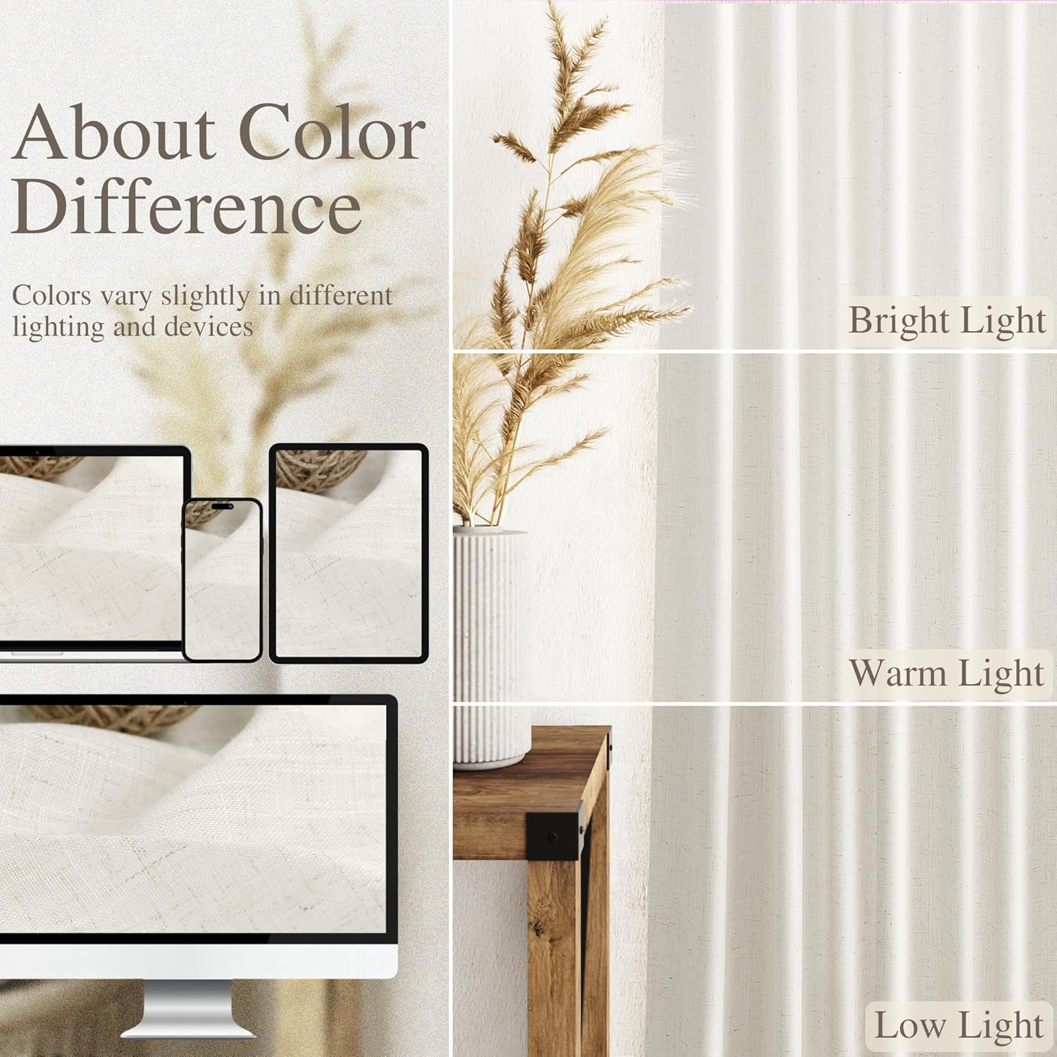 Extra Long Curtains 120 inch Length 2 Panels Back Tab Neutral Farmhouse Drapes Light Filtering Semi Sheer Linen Curtain 120 inches Long for Floor to Ceiling Window Patio Sliding Door Cream 10 FT