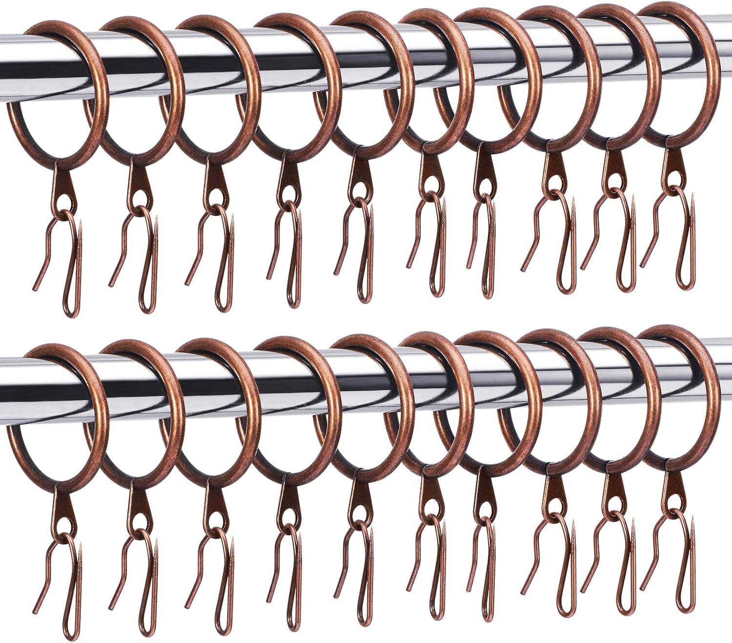 Hotop 60 Pieces 1.26 Inch Metal Drapery Curtain Rings Curtain Hanging Rings and 60 Pieces Metal Drapery Pin Hooks for Drapes Window Door Shower (Gold)