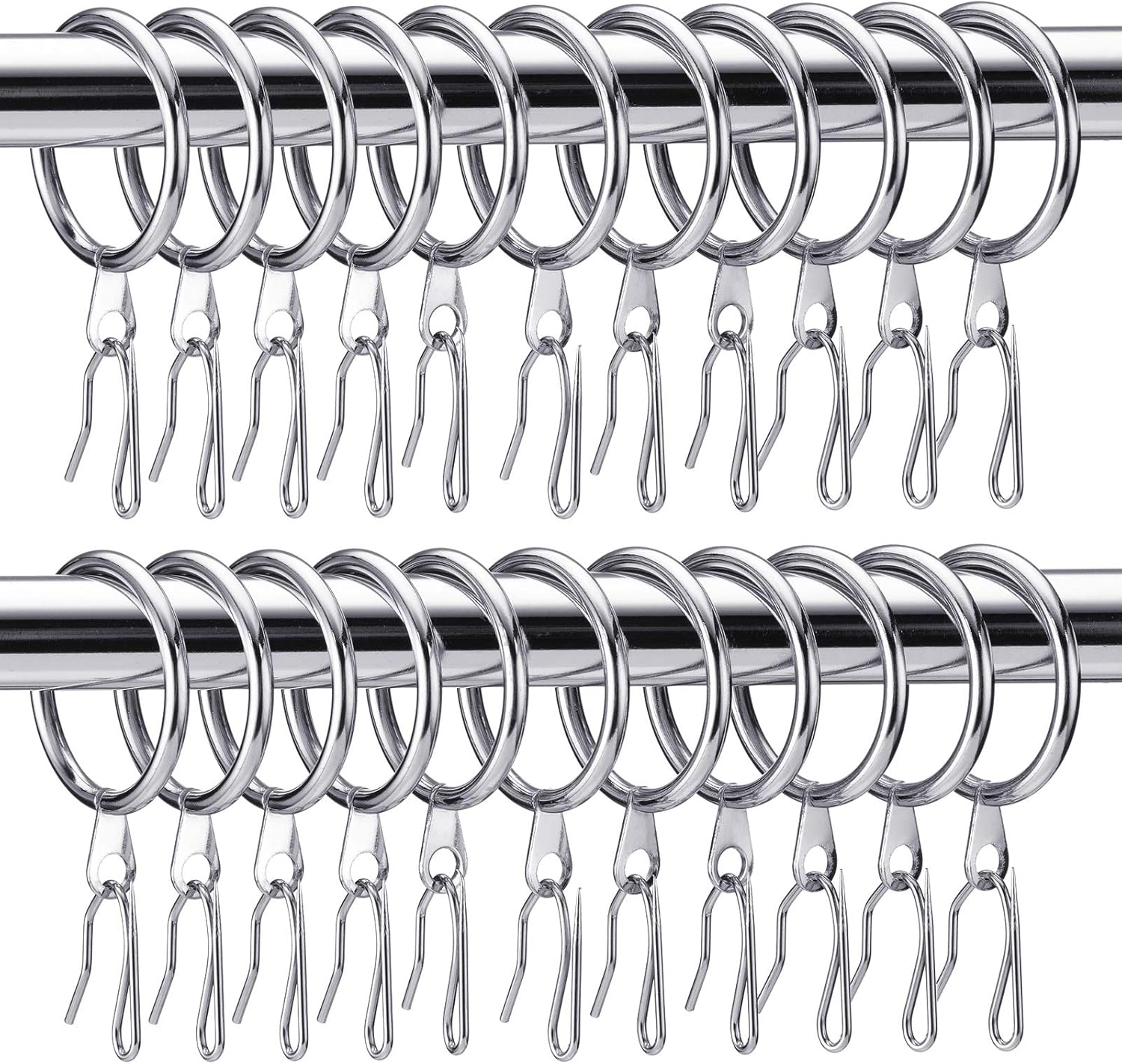 Hotop 60 Pieces 1.26 Inch Metal Drapery Curtain Rings Curtain Hanging Rings and 60 Pieces Metal Drapery Pin Hooks for Drapes Window Door Shower (Gold)