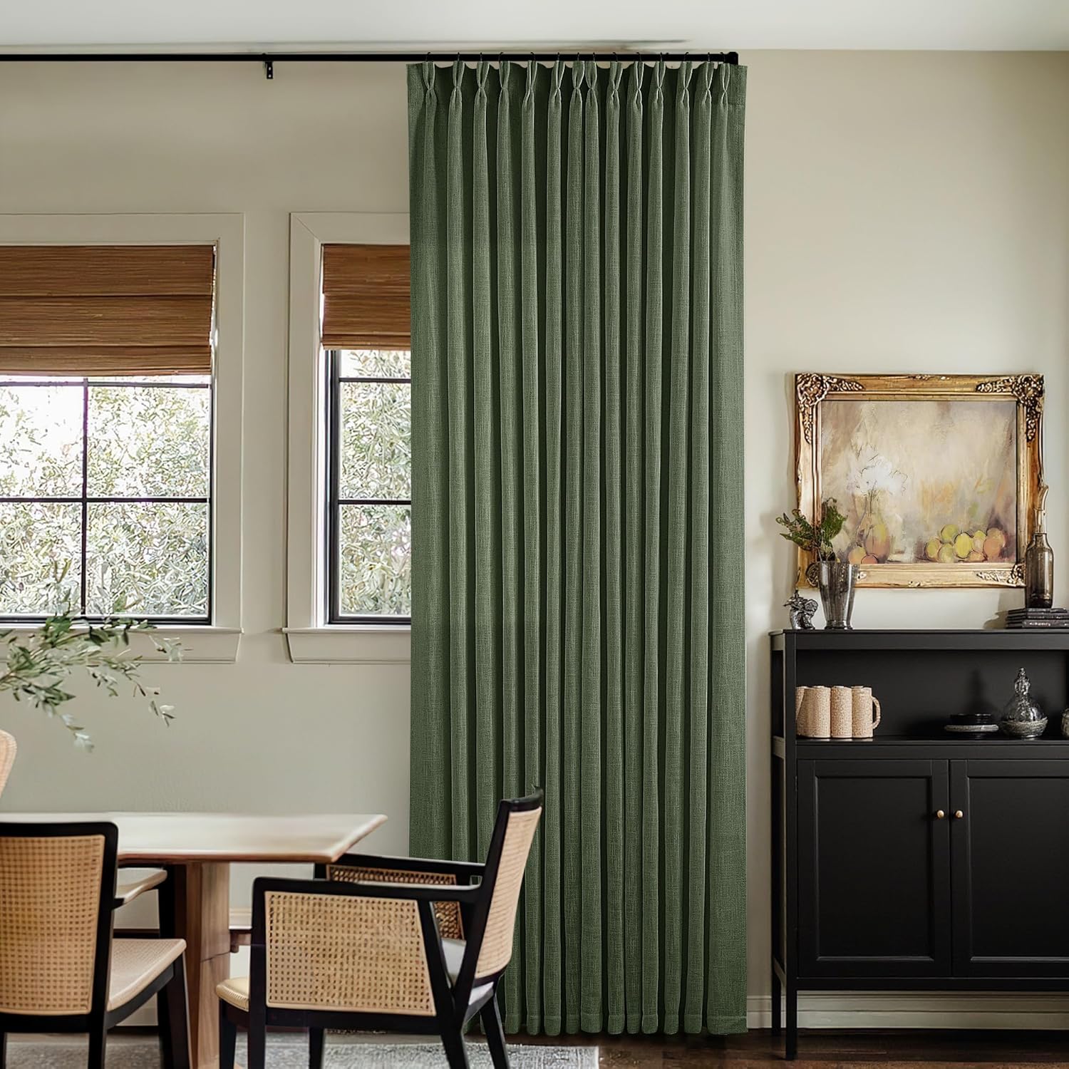 Natural Pinch Pleated Linen Curtains 84 Inch Length 2 Panels for Living Room Bedroom Textured Cream Ivory Birch Semi Sheer Boho Neutral Back Tab Pinch Pleat Hooks Rings Window Curtain 84 Inches Long