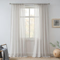 FMFUNCTEX Linen Sheer Pinch Pleated Curtains for Living Room, Linen Flax Beige 96 Inches Long Sheer Curtain Panels for Bedroom, Natural Back Tab Window Drapes for Farmhouse, Rod Pocket 2 Panels
