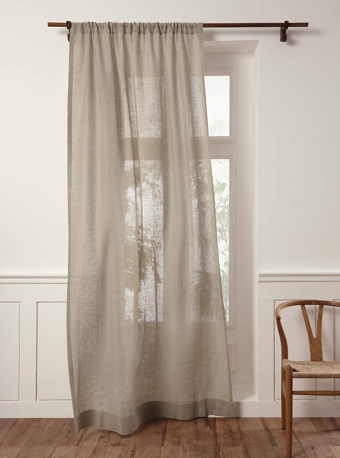 Solino Home Flax Linen Sheer Curtain 72 Inch - European 100% Pure Linen Sheer Natural Window Treatment Panel 52 x 72 Inch - Light Filtering Rod Pocket Curtain for Living Room, Bedroom