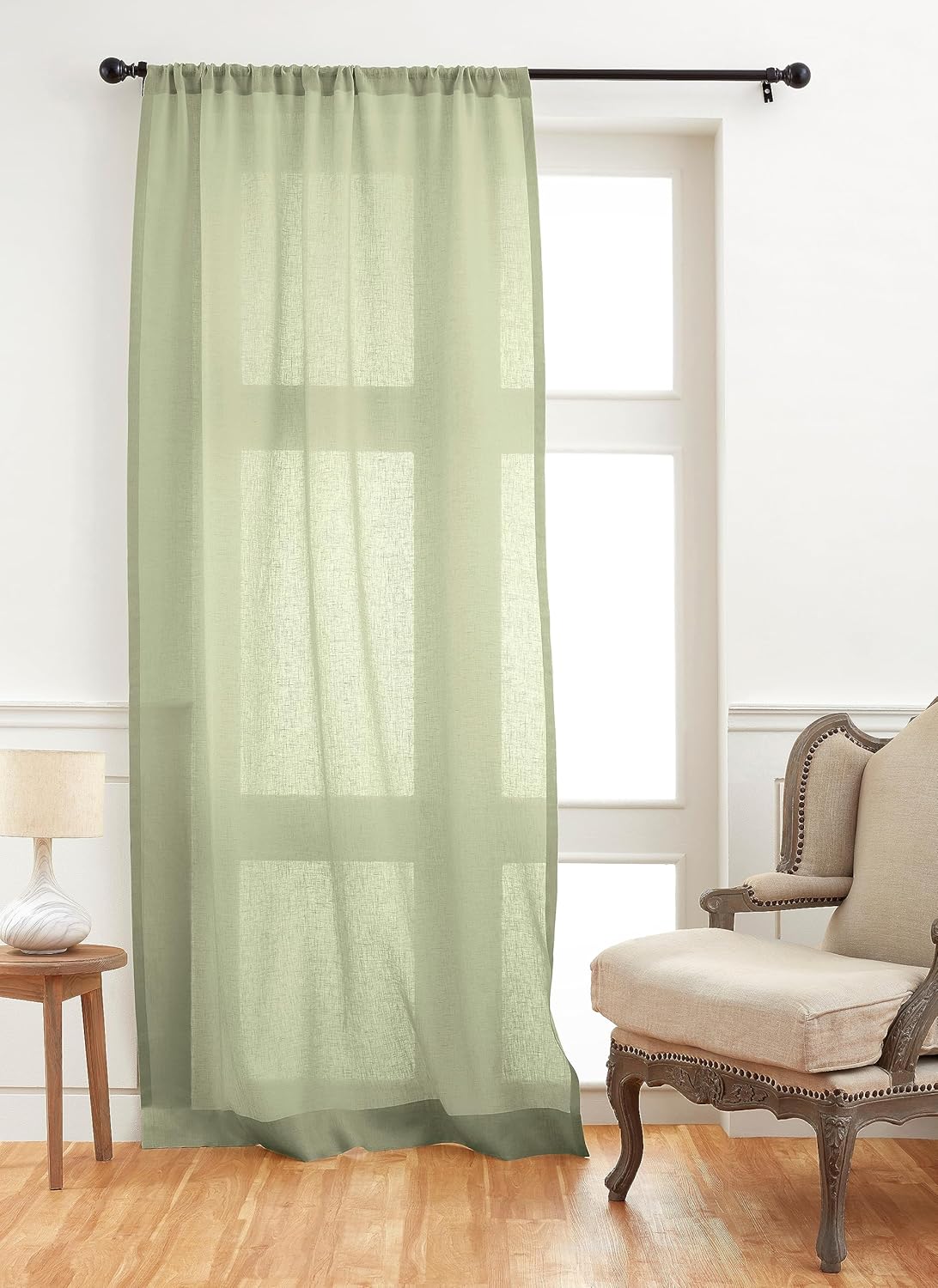 Solino Home Flax Linen Sheer Curtain 72 Inch - European 100% Pure Linen Sheer Natural Window Treatment Panel 52 x 72 Inch - Light Filtering Rod Pocket Curtain for Living Room, Bedroom