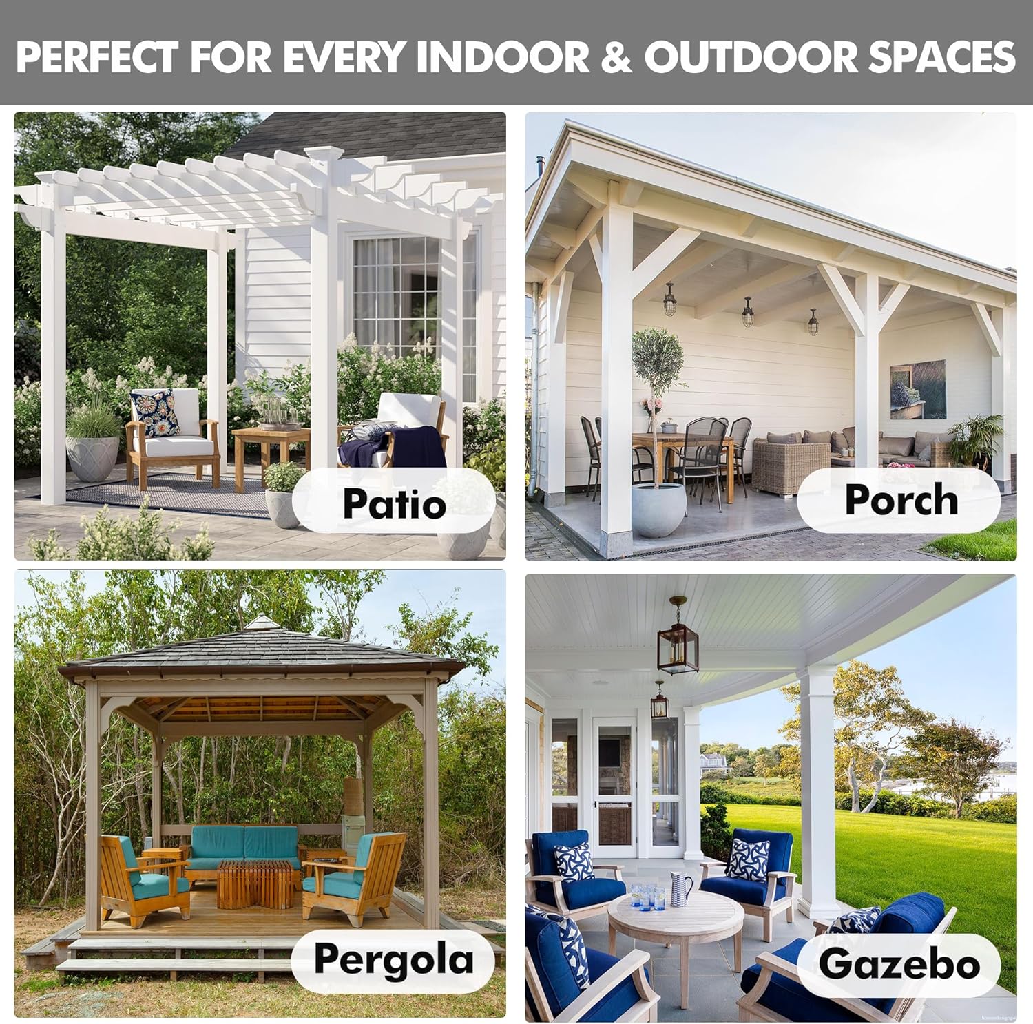 HolidayIdeas 4 Panels Linen Outdoor Curtains for Patio Waterproof Taupe Outside Curtains 108 inch Long-Gazebo Curtains Weighted Weatherproof, Privacy for Pergola, Porch, Living Room, Bedroom 54"x108"