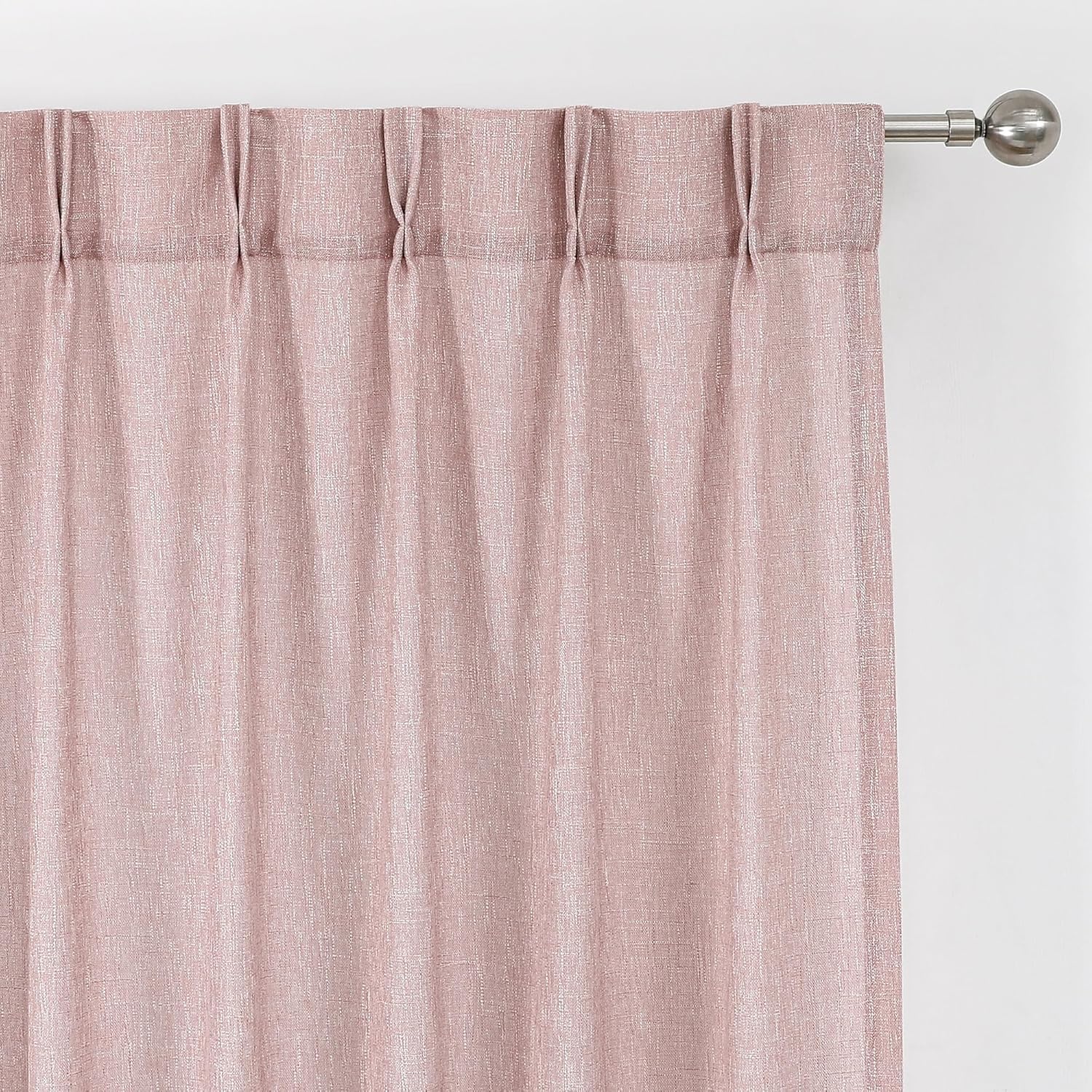 Vision Home Natural Pinch Pleated Semi Sheer Curtains Textured Linen Blended Light Filtering Window Curtains 84 inch for Living Room Bedroom Pinch Pleat Drapes with Hooks 2 Panels 42" Wx84 L