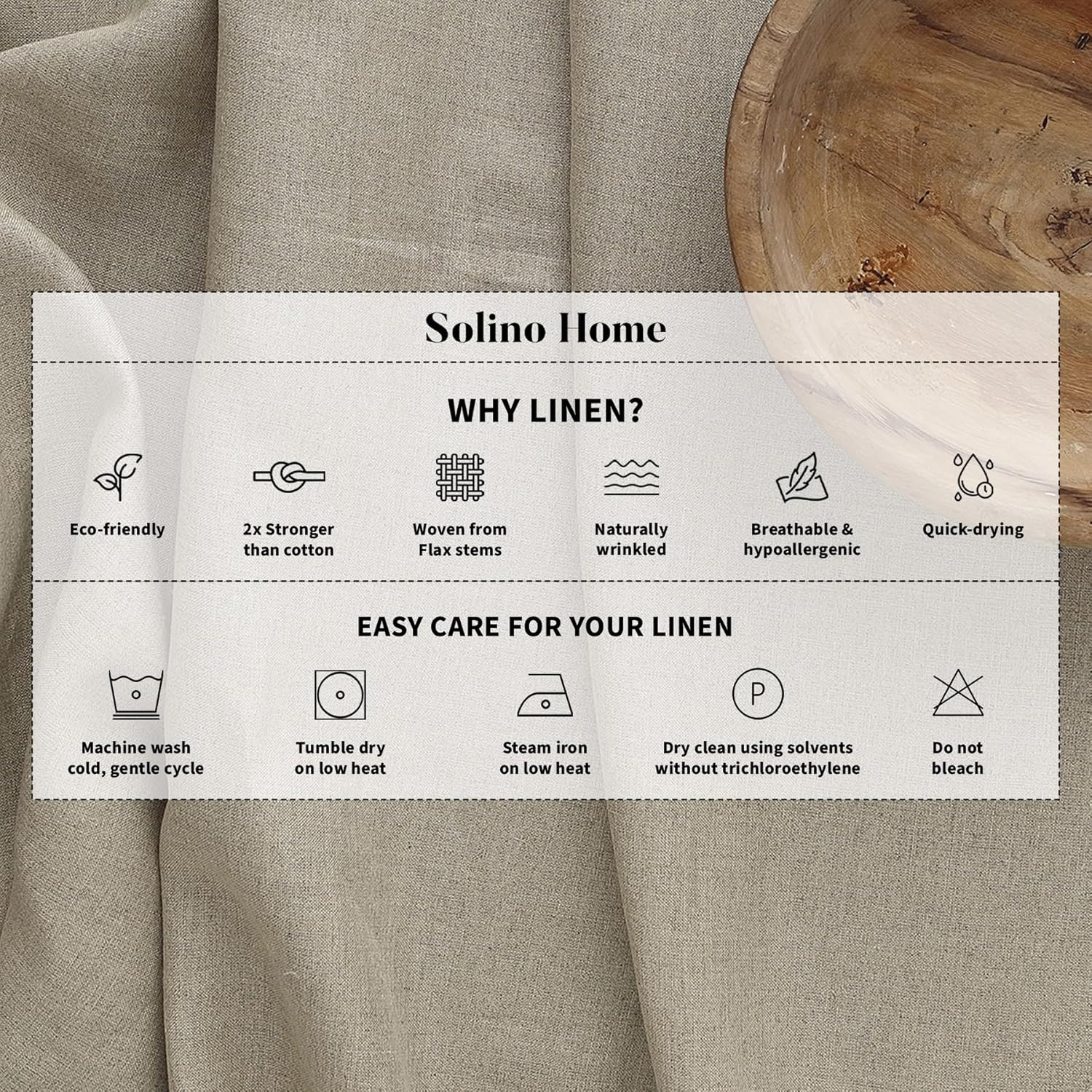 Solino Home Flax Linen Sheer Curtain 72 Inch - European 100% Pure Linen Sheer Natural Window Treatment Panel 52 x 72 Inch - Light Filtering Rod Pocket Curtain for Living Room, Bedroom