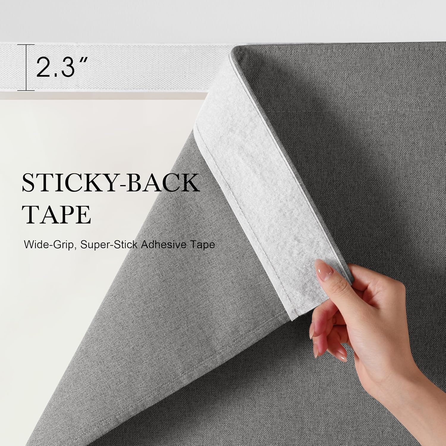 NICETOWN 100% Blackout Outdoor Curtains for Patio 2 Panels, Faux Linen Waterproof & Windproof Gazebo Curtains with Sticky-Back Top & Back Tab Bottom, Includes Straps, Rope, Screws, W52 xL96, Grey